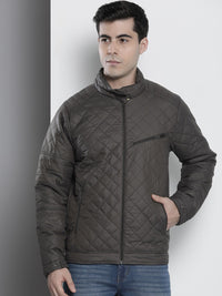 The Indian Garage Co Men Slim Fit Zip-Front Puffer Jacket with Insert Pockets