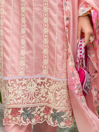 Indo Era Floral Embroidered Sequinned Straight Kurta with Trouser & Dupatta