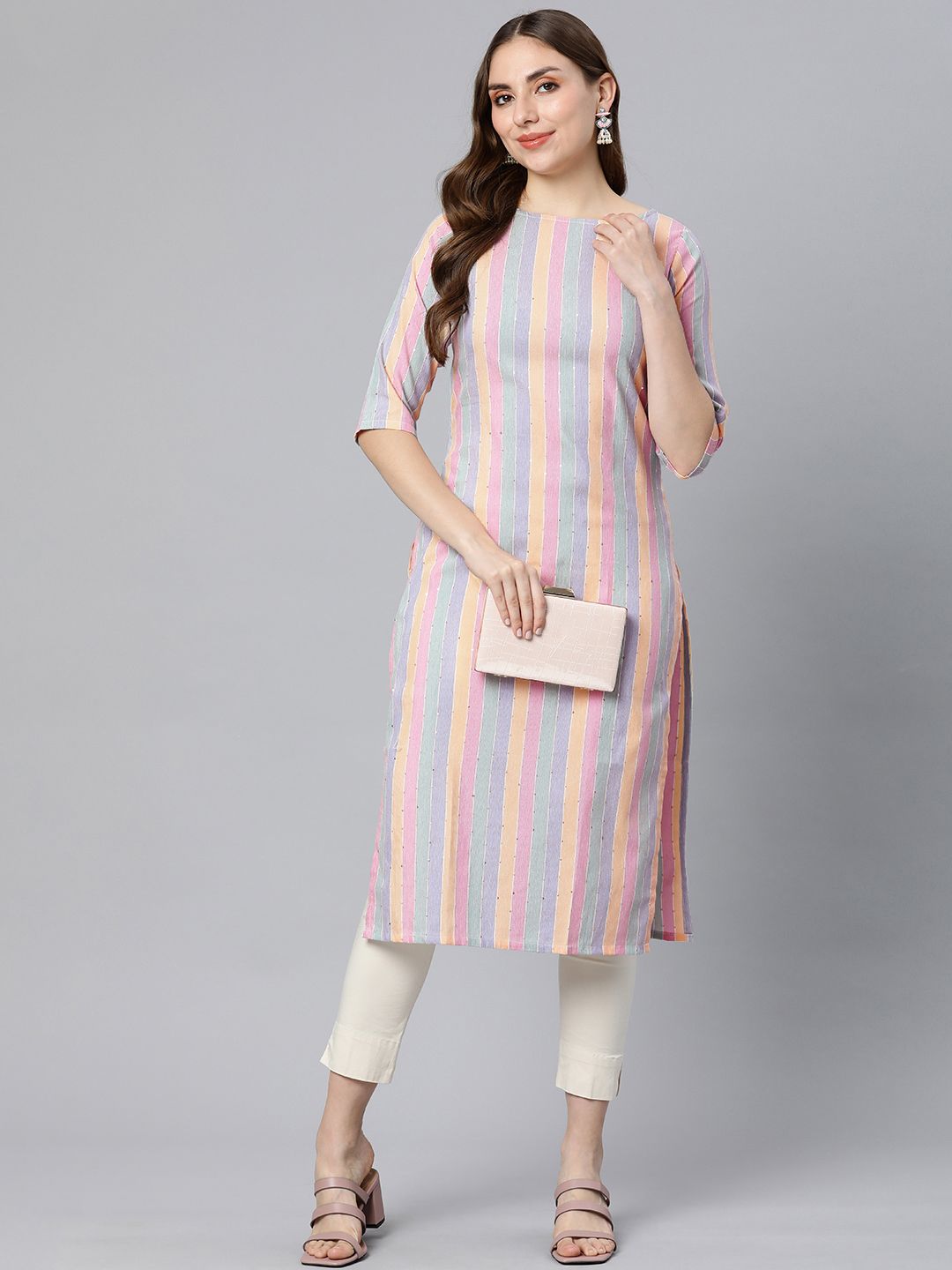 KALINI Women Striped Straight Kurta