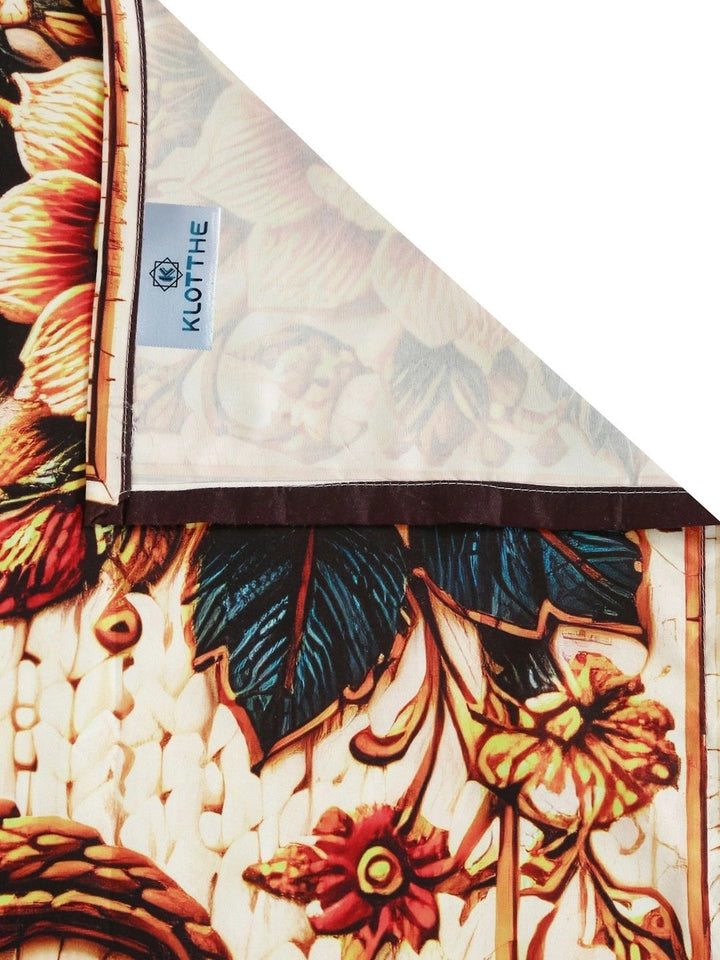 Moda Rapido X KLOTTHE Cream-Coloured & Red Floral 400 TC King Bedsheet with 2 Pillow Covers