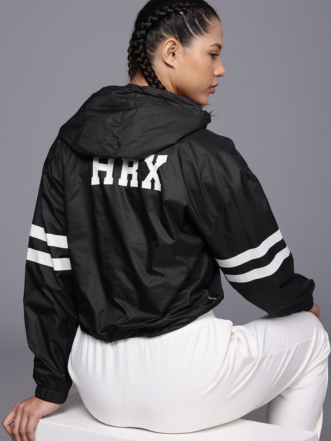 HRX by Hrithik Roshan Hooded Crop Tailored Jacket