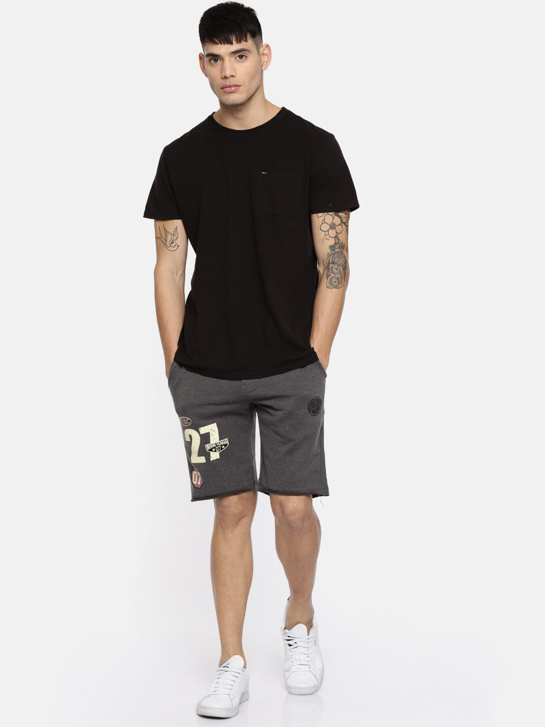Being Human Men Charcoal Grey Shorts