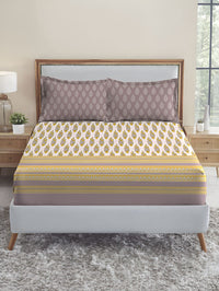 TRIDENT Marigold Soft Comfort Flat 210TC King Pure Cotton Bedsheet Set
