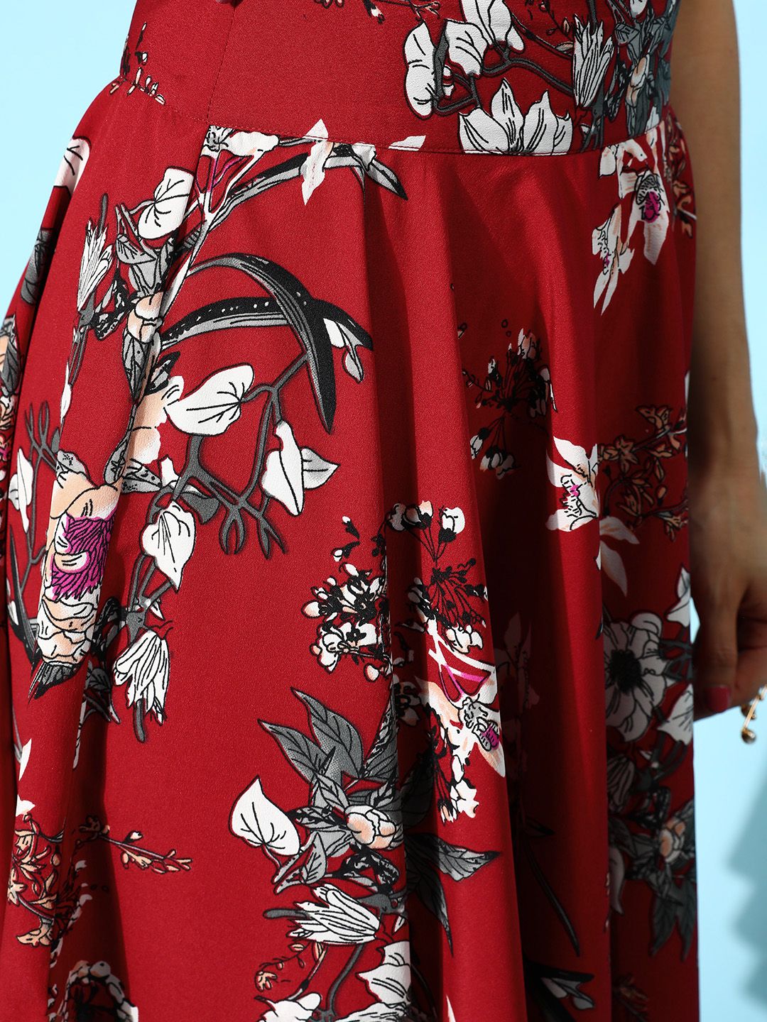 Berrylush Women Floral Print Flared High Rise A-Line Skirt
