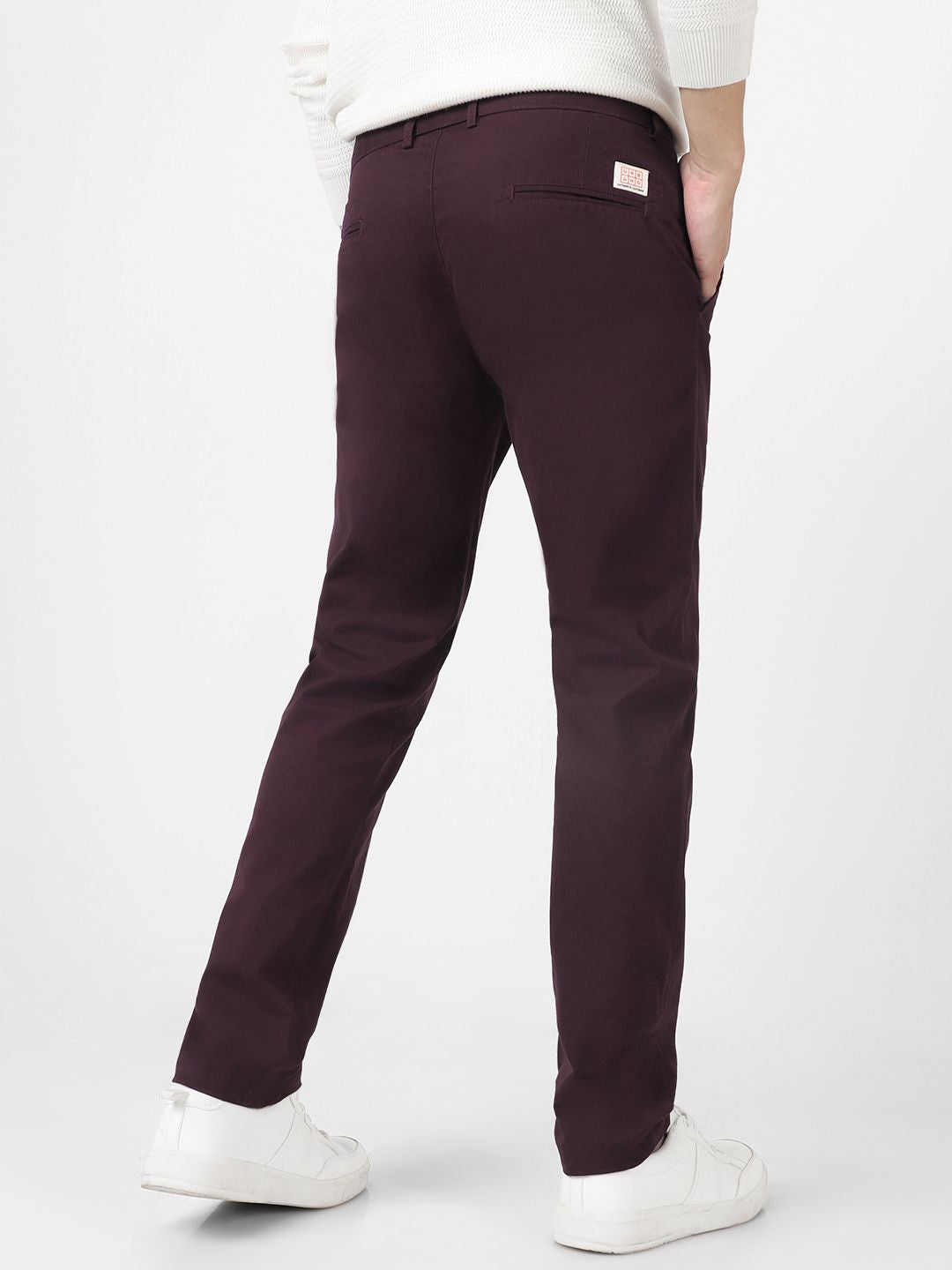 Urbano Fashion Men Maroon Slim Fit Easy Wash Trousers