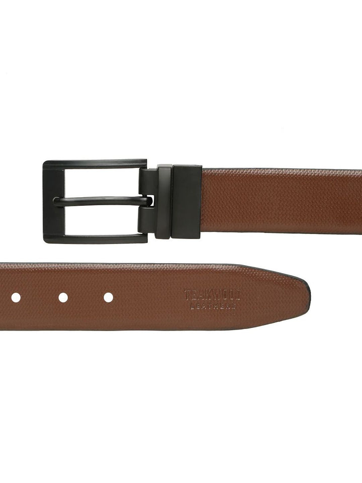 Teakwood Leathers Men Textured Leather Reversible Formal Belt