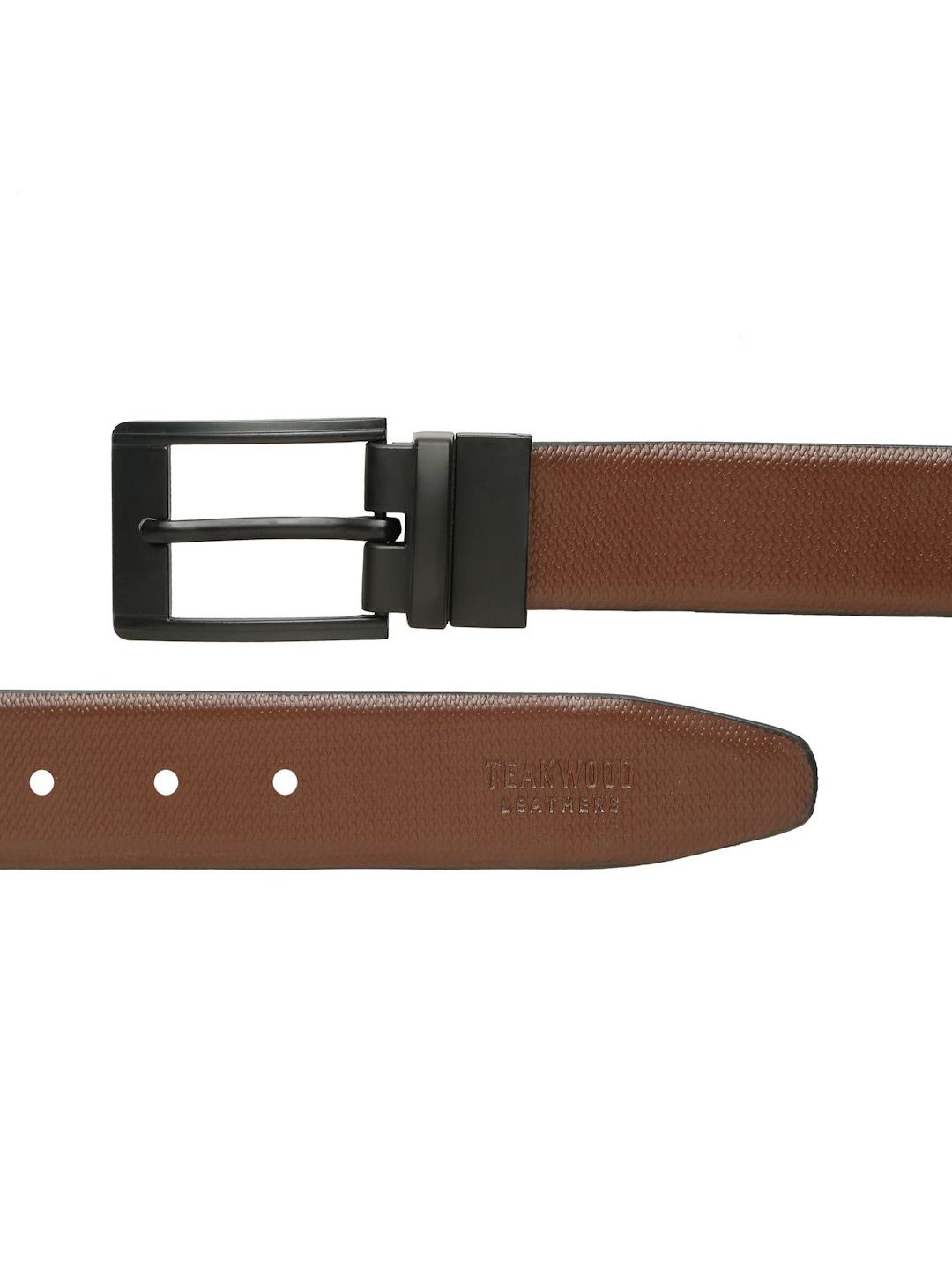 Teakwood Leathers Men Textured Leather Reversible Formal Belt