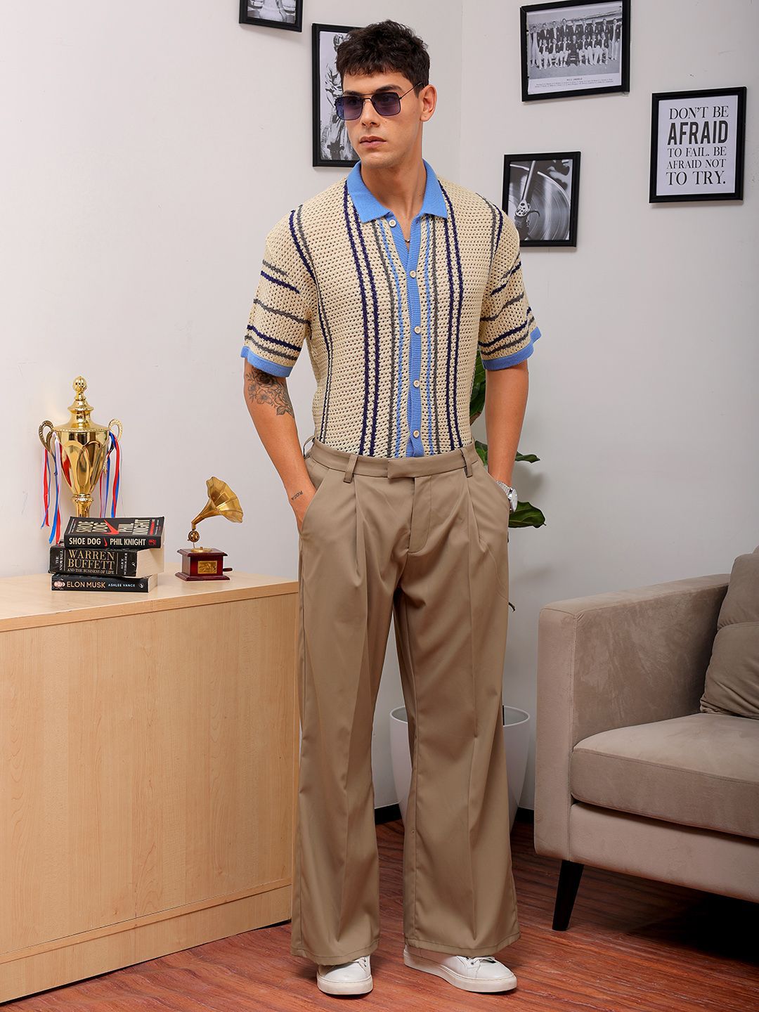 The Indian Garage Co Self Design Spread Collar Relaxed Fit Shirt