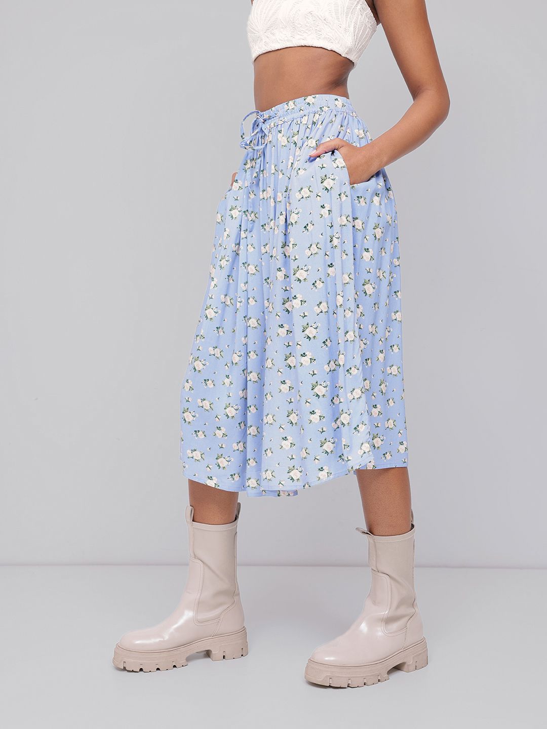 DressBerry Blooming Floral Pleated A-Line Skirt
