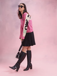 DressBerry Typography Colourblocked Flared Sleeve Pullover