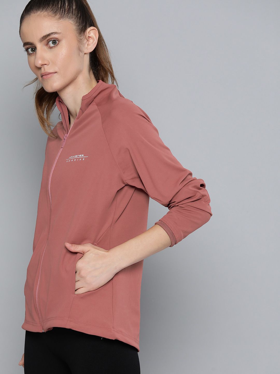 HRX by Hrithik Roshan Women Rose Wine Solid Rapid-Dry Antimicrobial Running Jacket