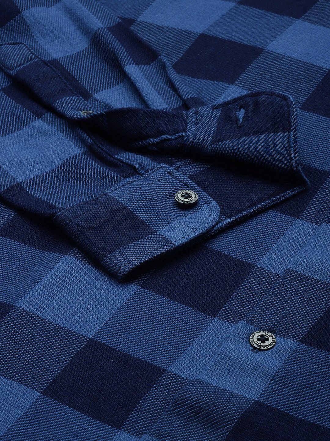 THE BEAR HOUSE Men Flannel Cotton Slim Fit Windowpane Checked Casual Shirt