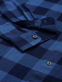 THE BEAR HOUSE Men Flannel Cotton Slim Fit Windowpane Checked Casual Shirt