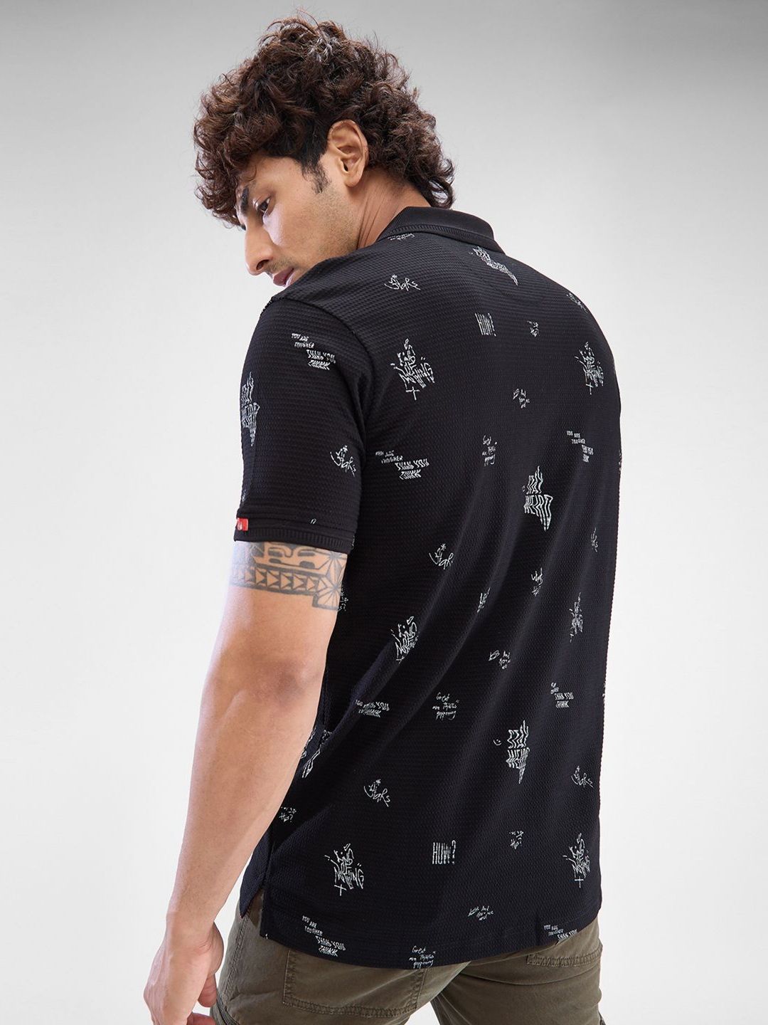 SPYKAR Men Polo Collar Conversational Printed Slim Fit T-shirt