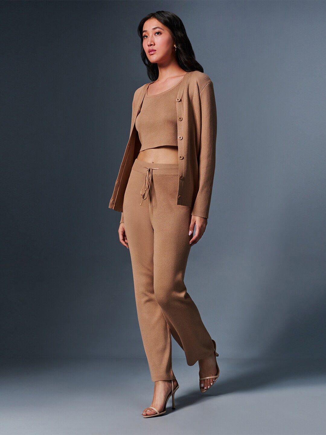 AND Sleeveless Crop Top With Trousers & Jacket