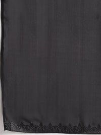 KLOTTHE Women Black & Silver-Coloured Embellished Burqas With Scarf
