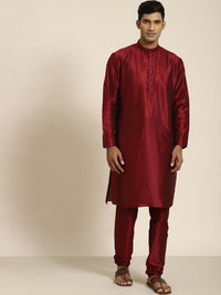 SOJANYA Men Maroon Jacquard Kurta