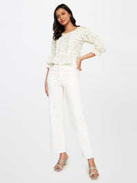 AND Floral Print Pure Cotton Cinched Waist Top