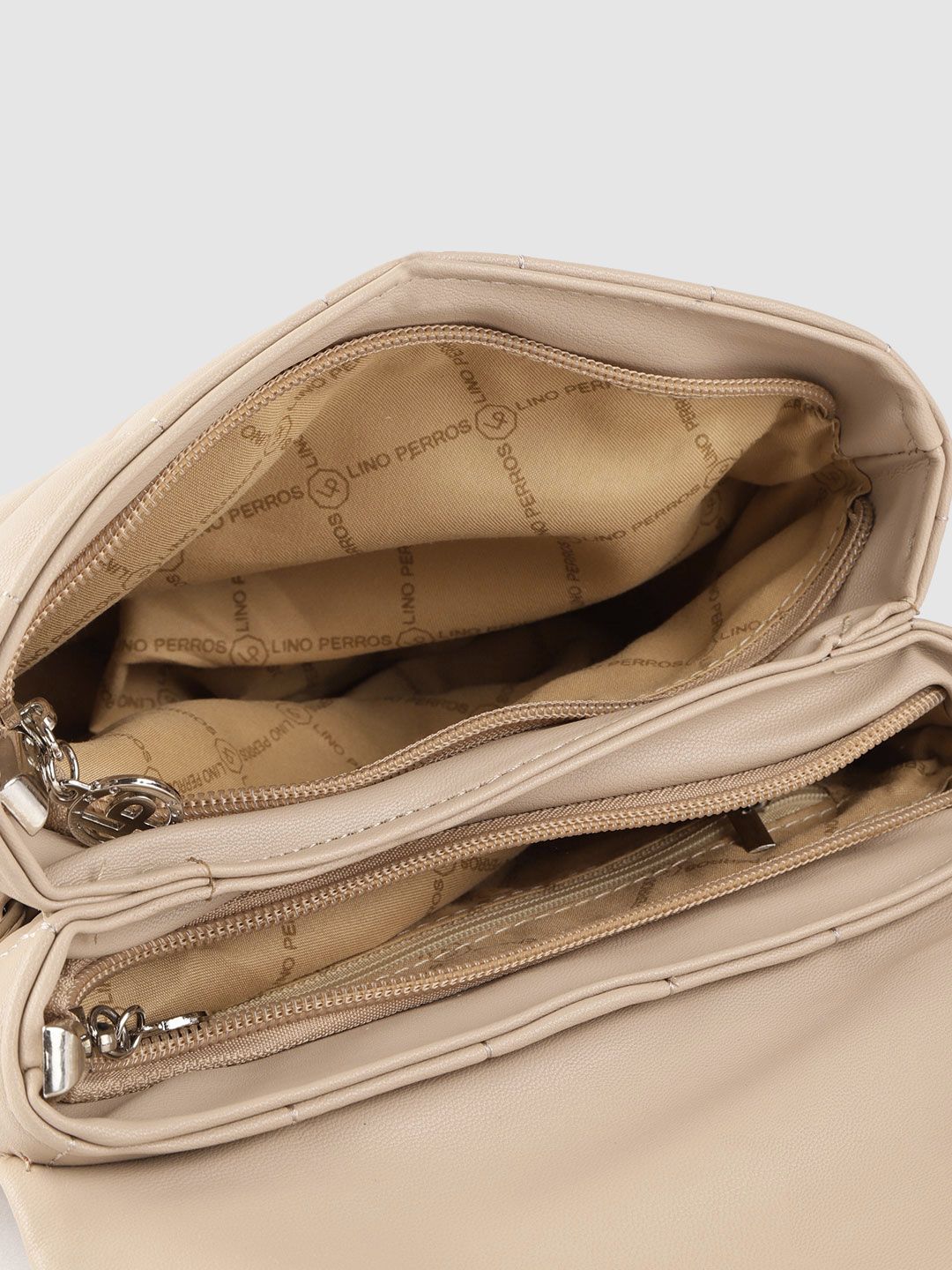 Lino Perros Beige Quilted Satchel