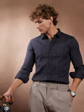Campus Sutra Comfort Tactile-Panel Self Design Regular Fit Casual Shirt