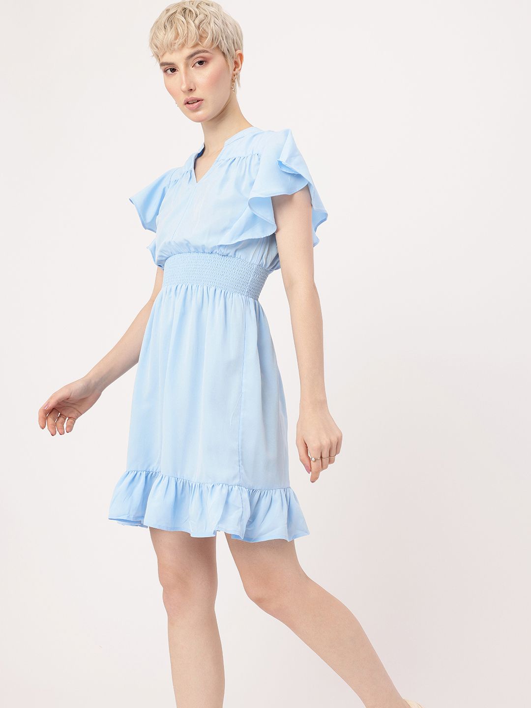 DressBerry Summery Flutter 'Smocking' Hot Fit & Flare Dress