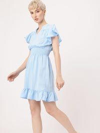 DressBerry Summery Flutter 'Smocking' Hot Fit & Flare Dress
