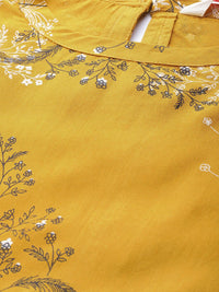 all about you Mustard Yellow Floral Print Top With Flared Sleeves