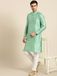 SOJANYA Lelaki Sea Green Woven Design Kurta Lurus