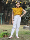 Cutiekins Girls Self Design Sleeveless Top With Trousers