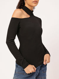 DressBerry Playful Grace Ribbed Knit One Shoulder Top