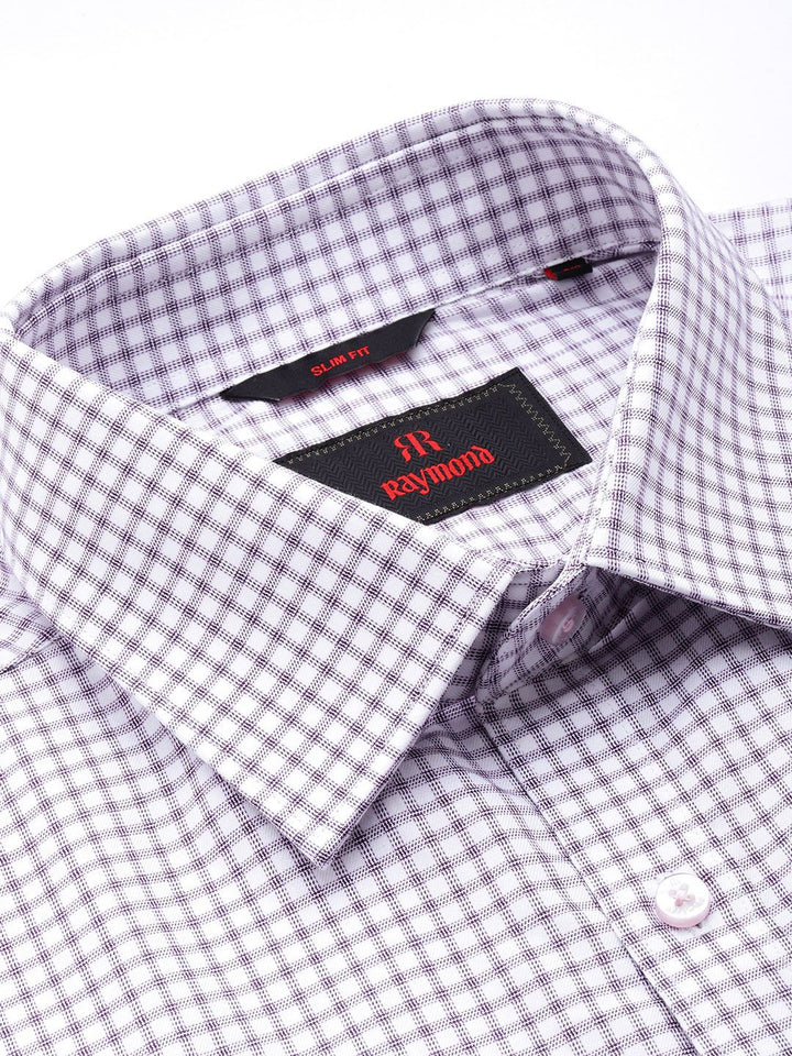 Raymond Men Slim Fit Micro Checks Pure Cotton Formal Shirt