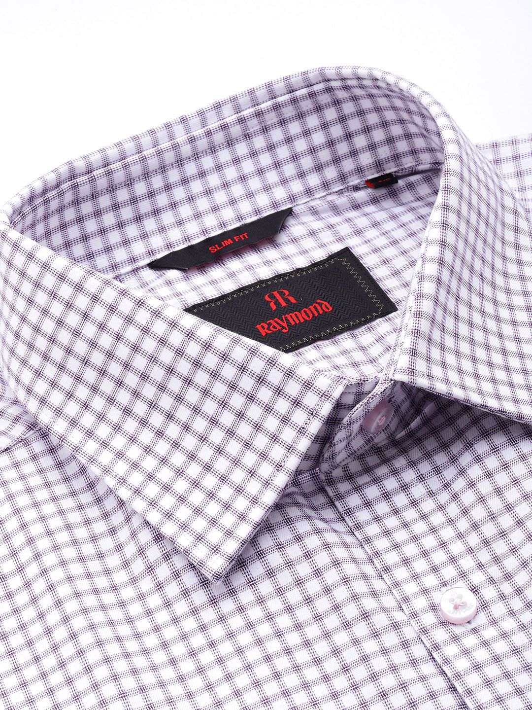 Raymond Men Slim Fit Micro Checks Pure Cotton Formal Shirt