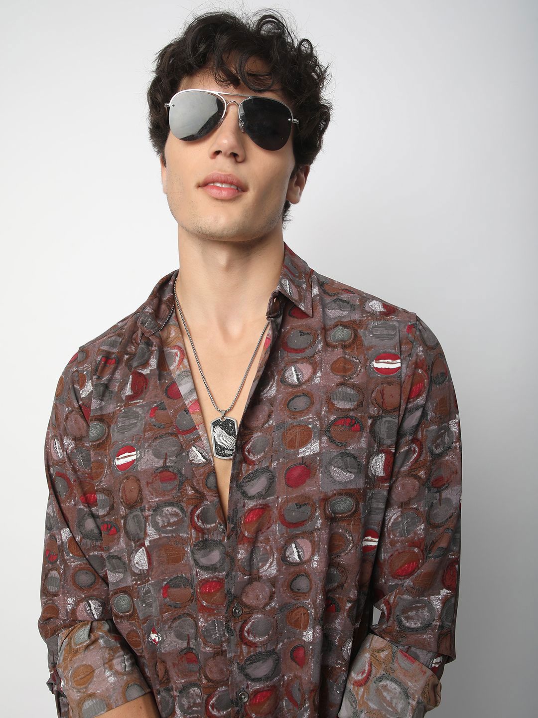 VASTRADO Men Classic Spread Collar Abstract Printed Slim Fit Casual Shirt