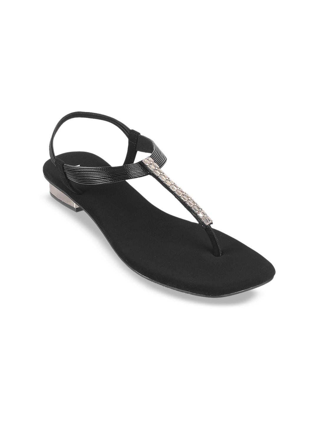 Mochi Textured Embellished T-Strap Heels