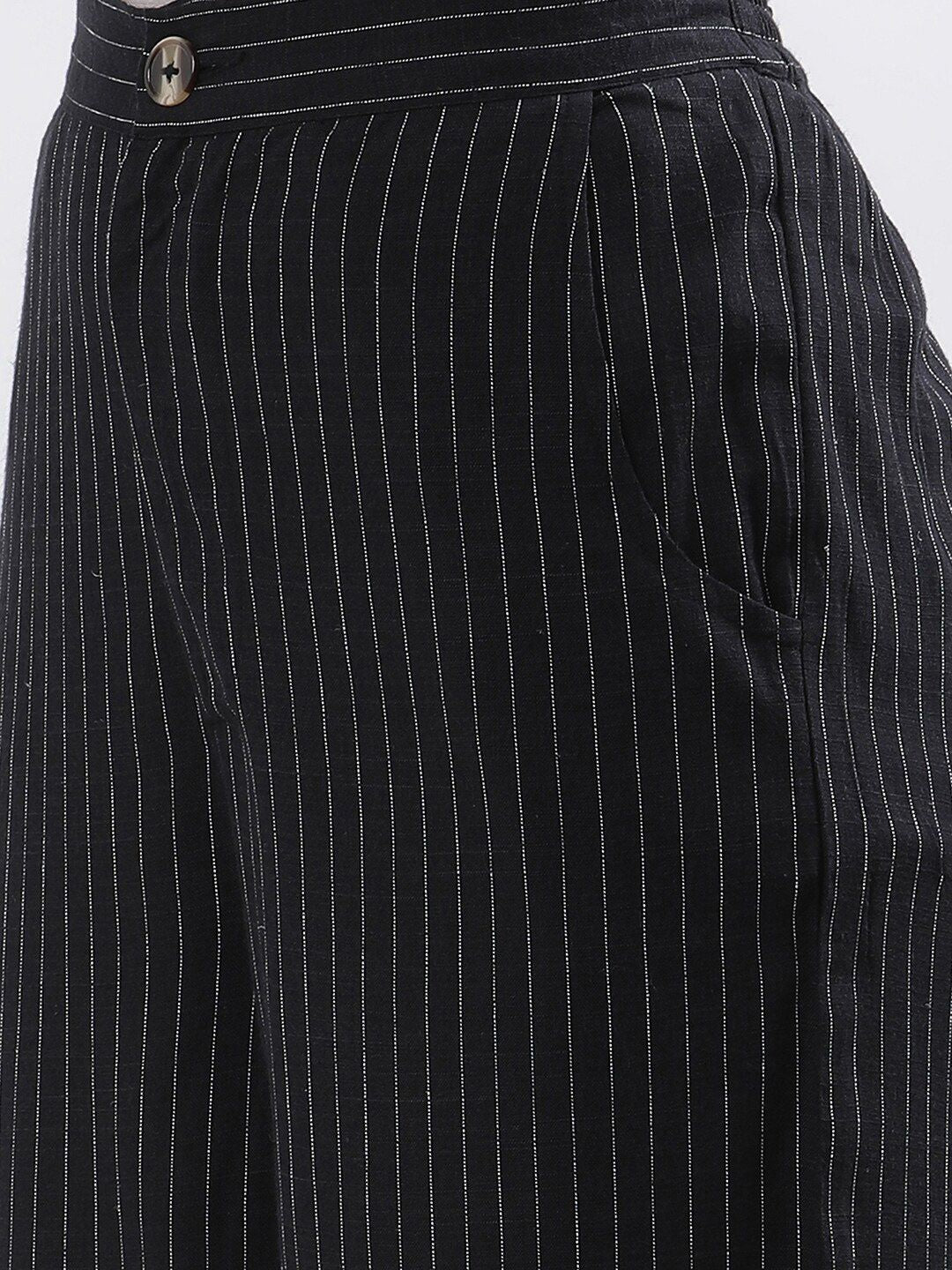W Women Striped High-Rise Straight Fit Parallel Trouser