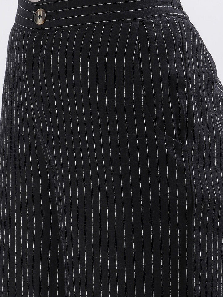 W Women Striped High-Rise Straight Fit Parallel Trouser