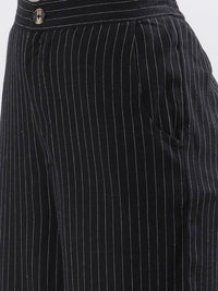 W Women Striped High-Rise Straight Fit Parallel Trouser