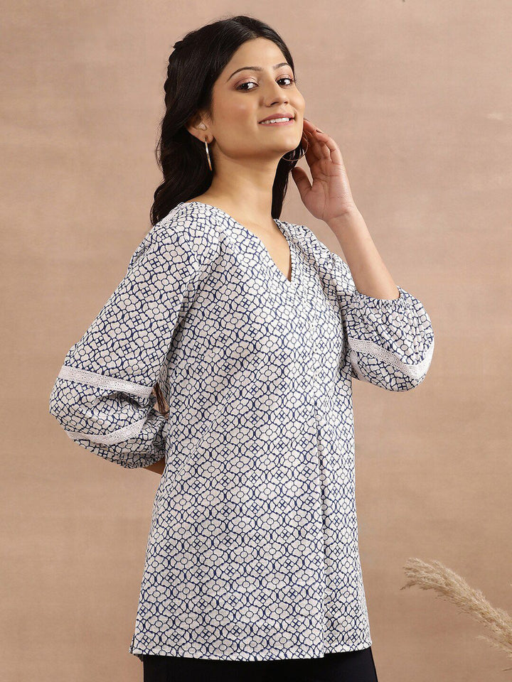 W Geometric Printed Pure Cotton Top