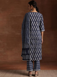 Libas Printed Regular Gotta Patti Pure Cotton Straight Kurta with Trousers & Dupatta