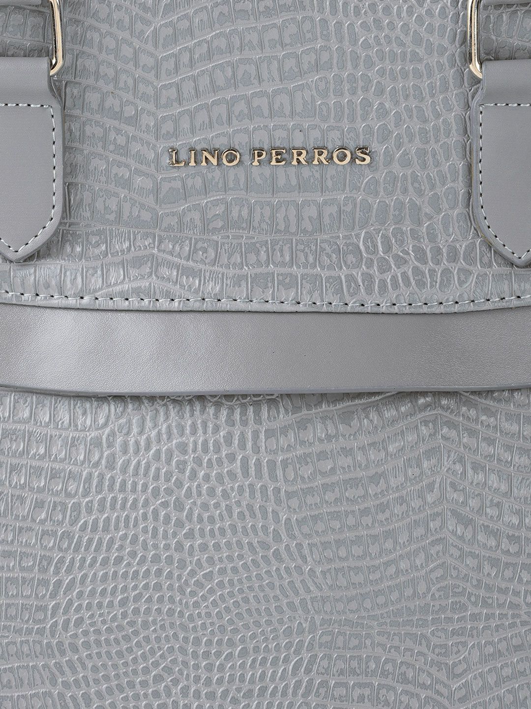 Lino Perros Grey Snakeskin Textured Structured Handheld Bag