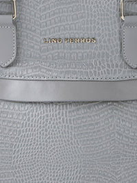 Lino Perros Grey Snakeskin Textured Structured Handheld Bag