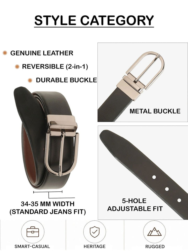Teakwood Leathers Men Leather Reversible Formal Belt