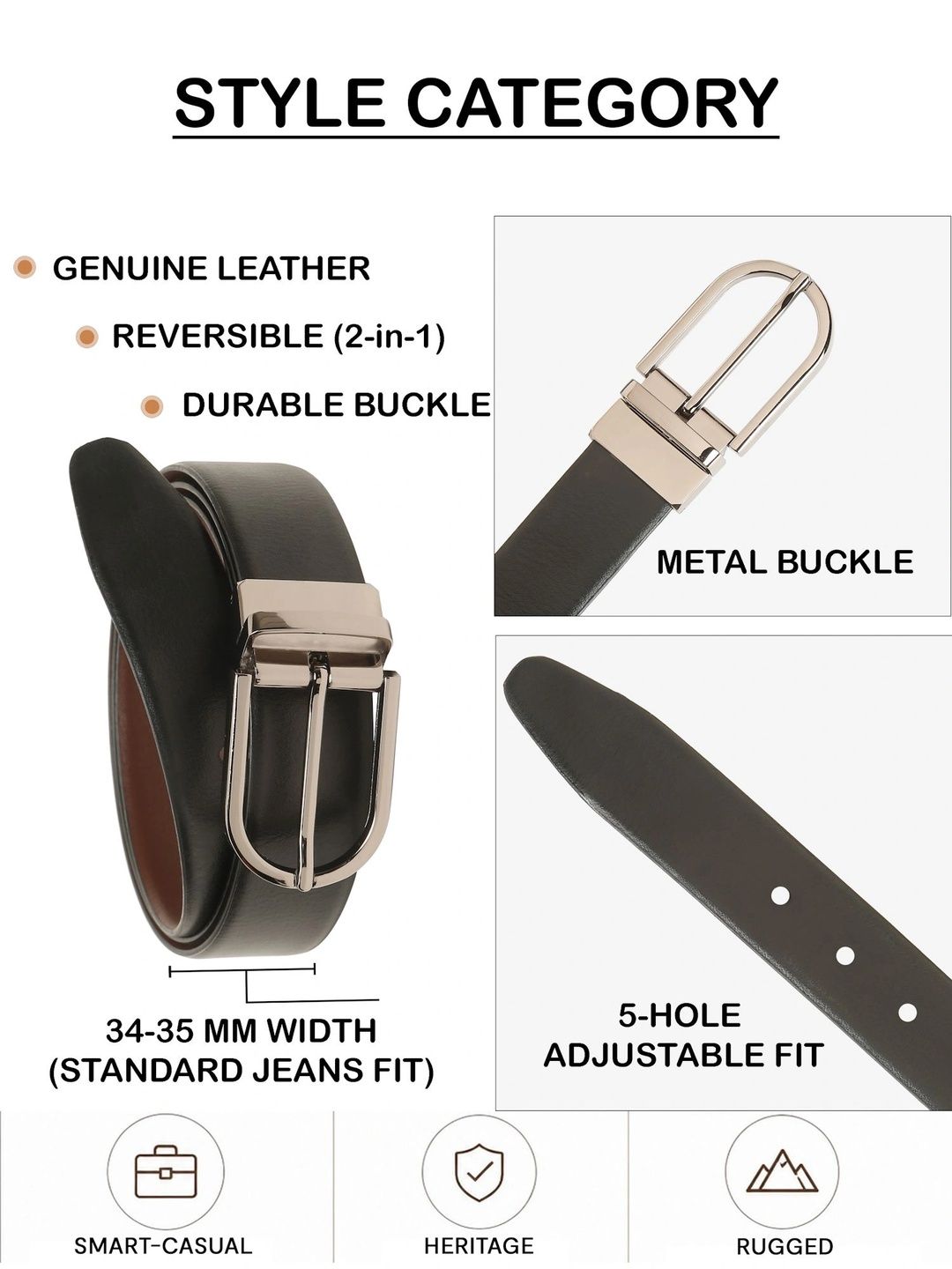 Teakwood Leathers Men Leather Reversible Formal Belt