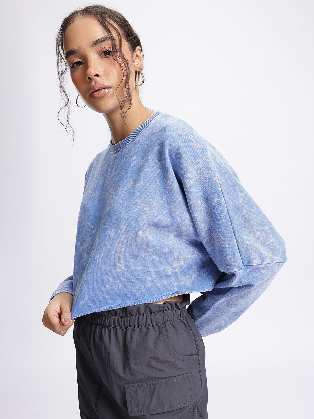 Dressberry jerebu & gembar -gembur dicelupkan sweatshirt berkotak