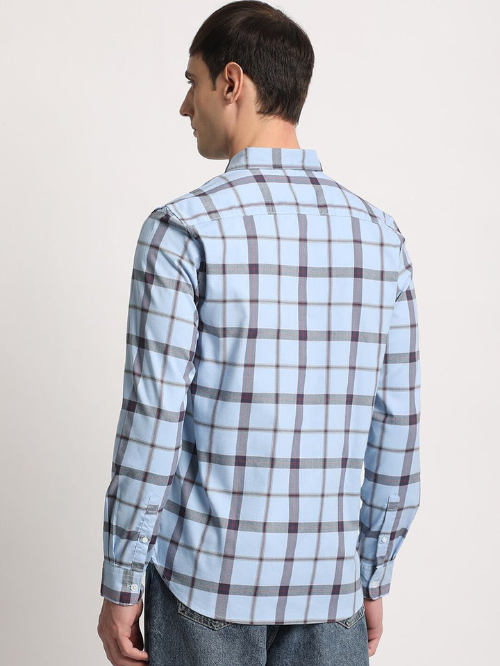THE BEAR HOUSE Men Checked Slim Fit Button-Down Collar Casual Shirts