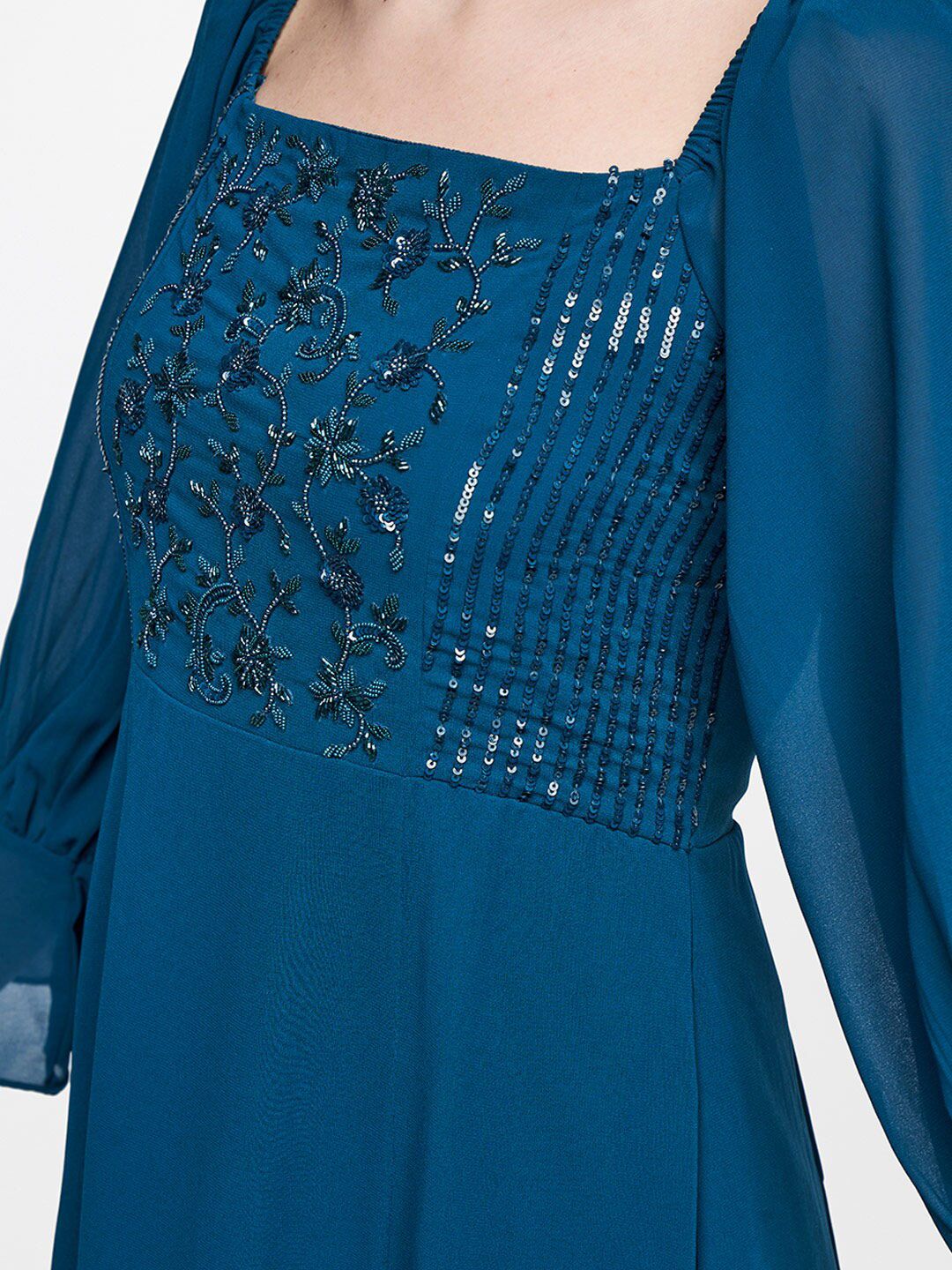 AND Teal Embellished Maxi Dress