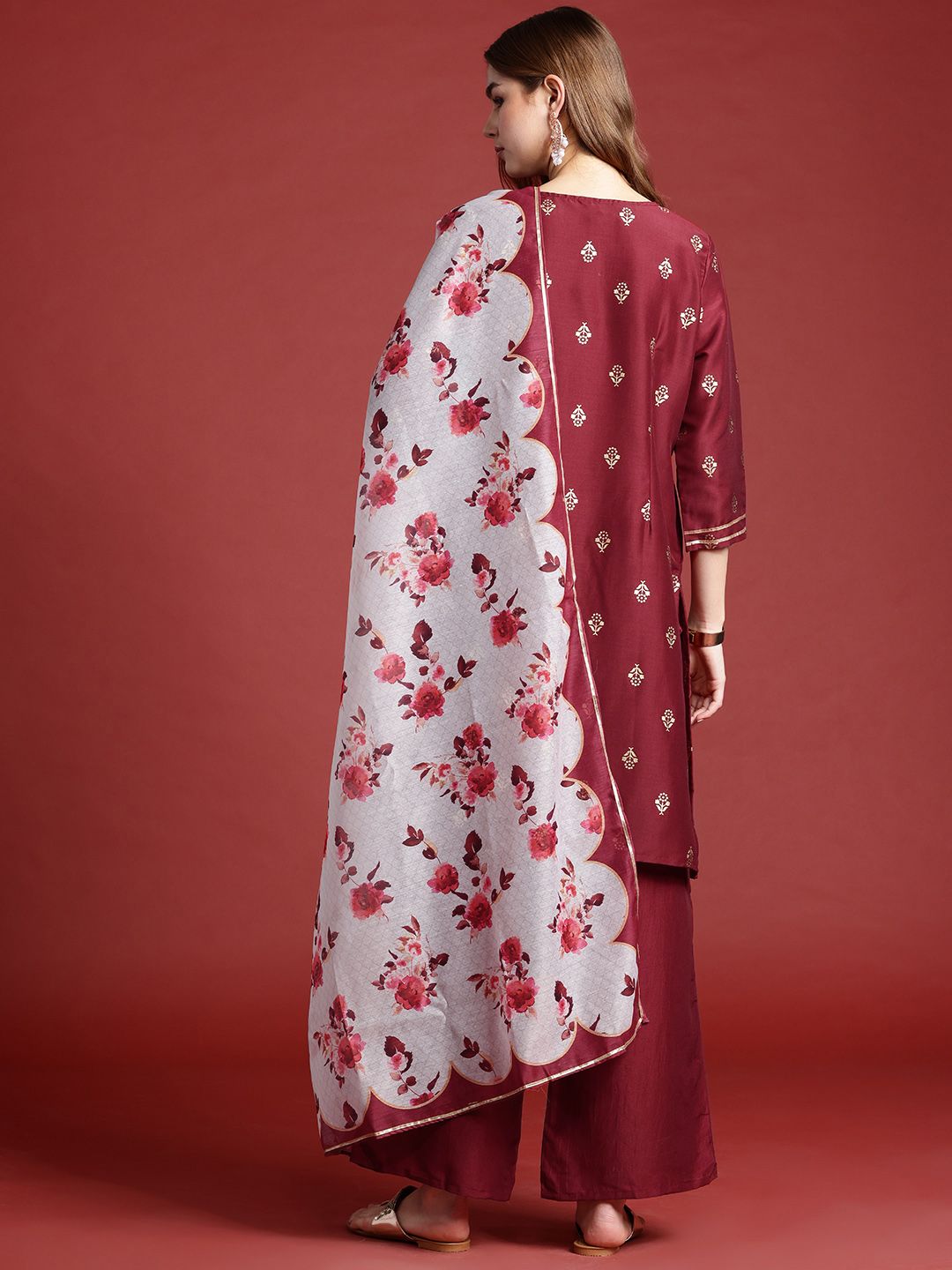 Anouk Gotta Patti Foil Print Regular Kurta with Palazzos & With Dupatta