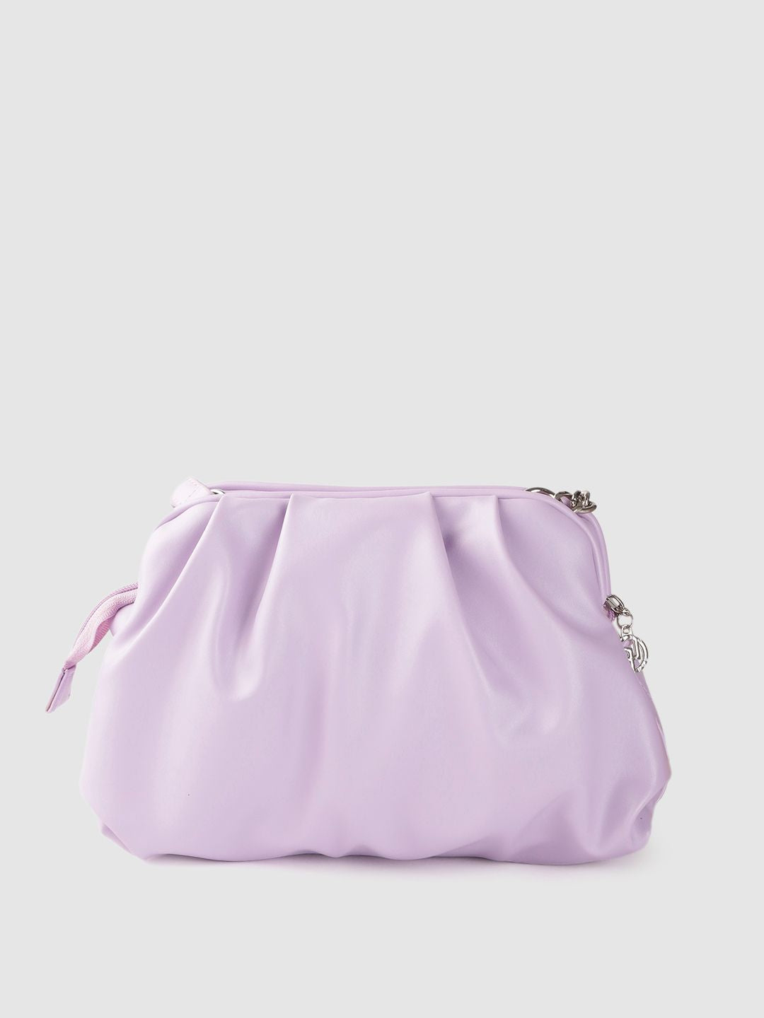 Lino Perros Lavender Solid Ruched Structured Shoulder Bag