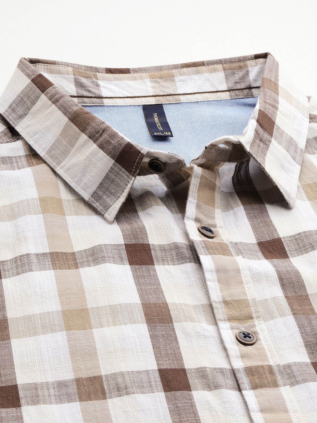 Thomas Scott Men Plus Size Premium Checked Pure Cotton Casual Shirt