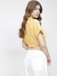 DressBerry Timeless Stripe Twisted Crop Shirt